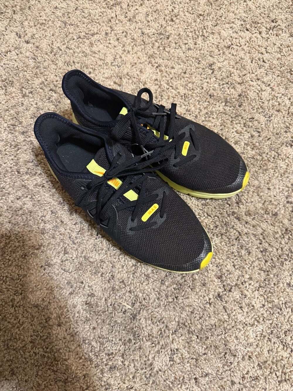 Nike Air Max Sequent 3 GS Black Volt Orange Running Shoes
